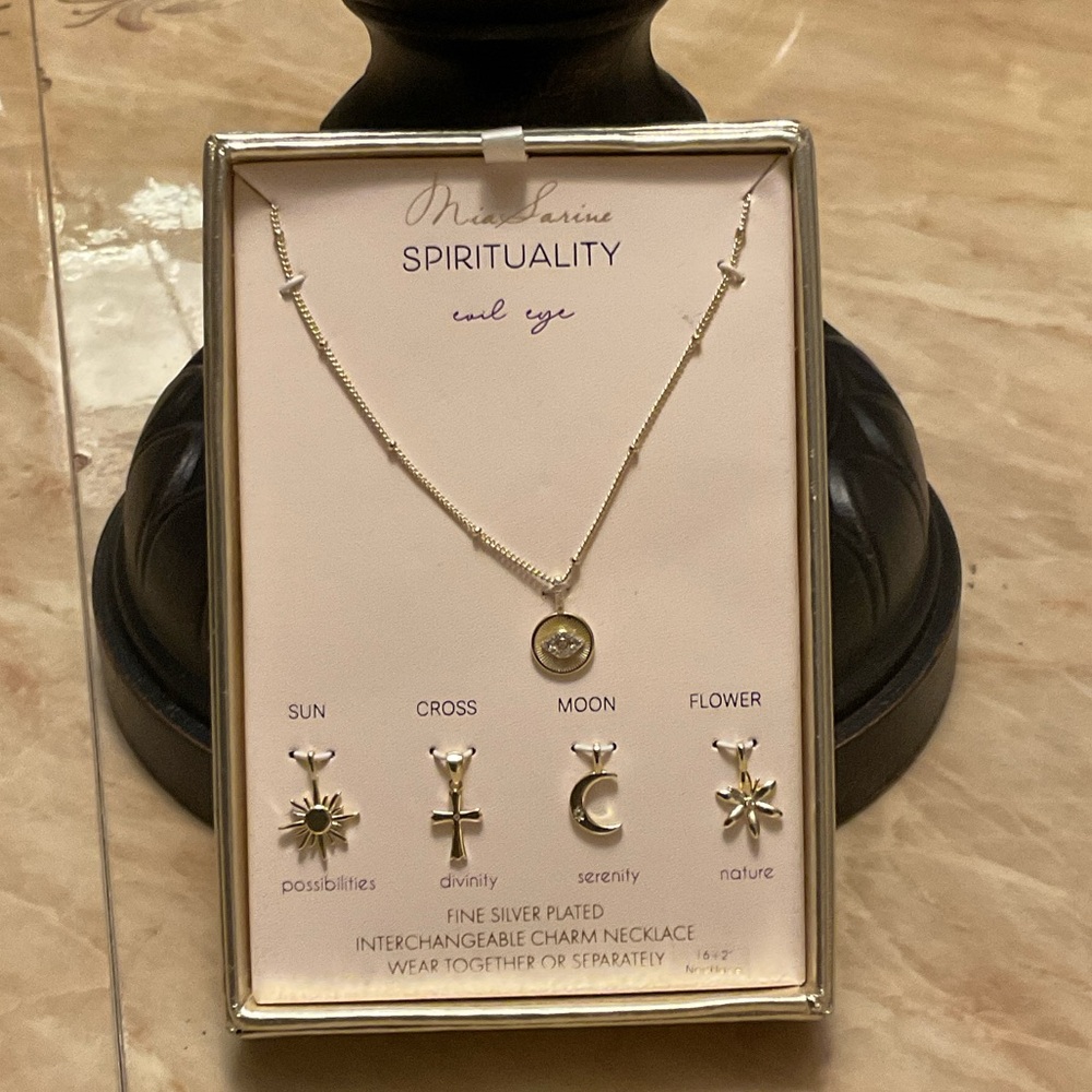 Spirituality Evil Eye Silver Necklace Set